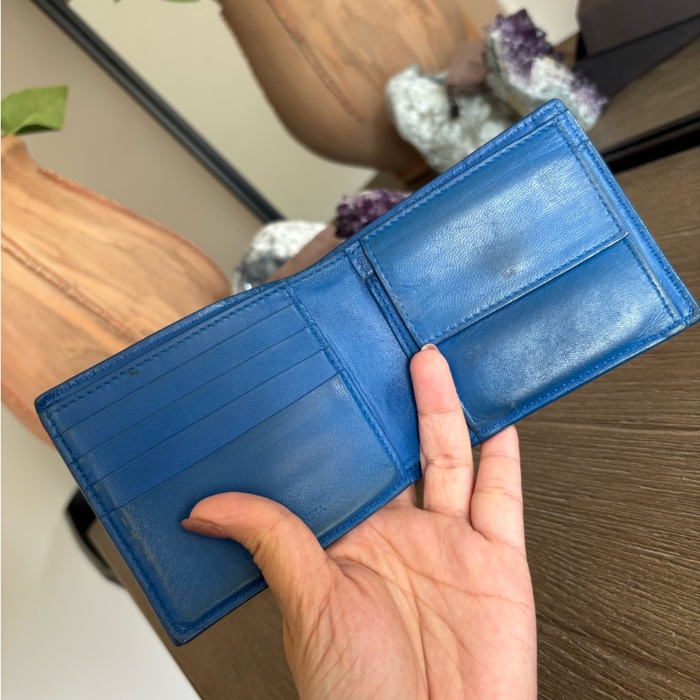 Bottega Veneta Blue Intrecciato Leather Wallet - Picture 6 of 12